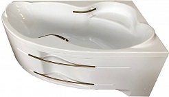 BellSan Акриловая ванна Индиго 168x110 L с гидромассажем с ручками белая/бронза – фотография-2
